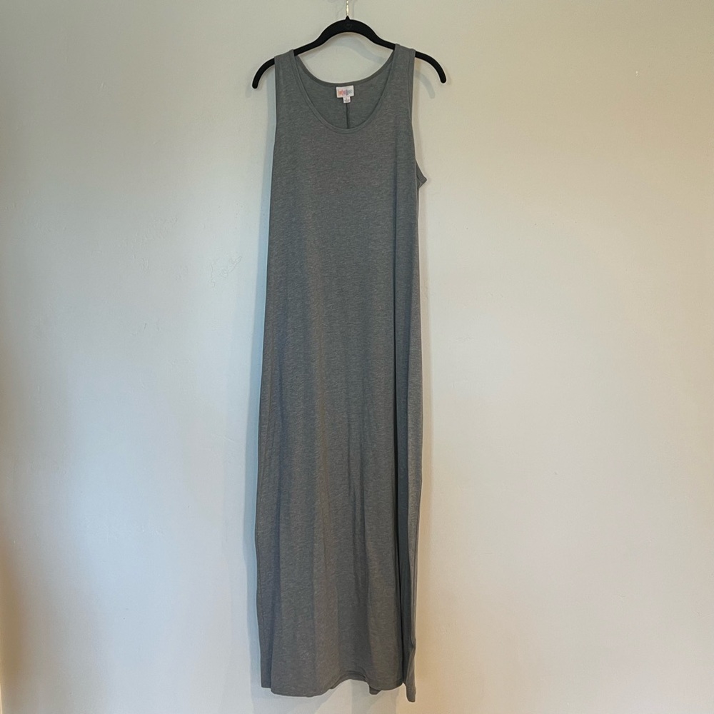 LuLaRoe Dani Solid Gray Maxi Dress. Large